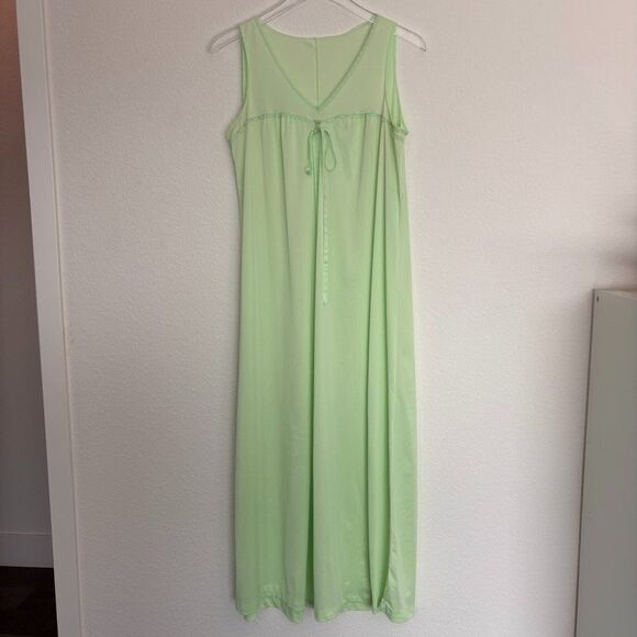 Vintage Womens Night Gown & Robe Set M Light Green Maxi Cottagecore St Patricks - Picture 3 of 15